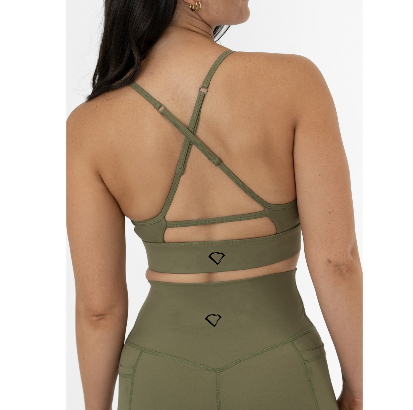 X Back Sports Bra - KHAKI