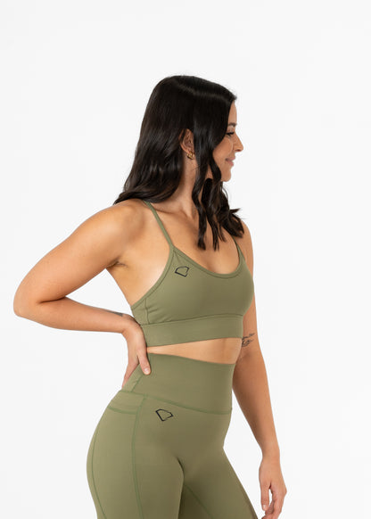 X Back Sports Bra - KHAKI