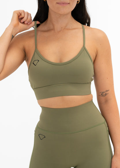X Back Sports Bra - KHAKI